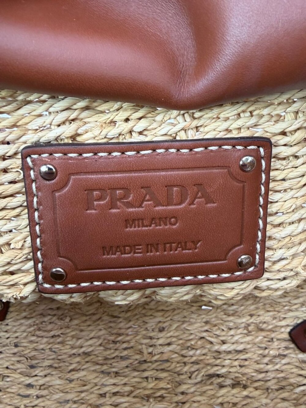 Prada Palmetto Vitello Woven Raffia Naturale Tote Bag - Picture 5 of 13